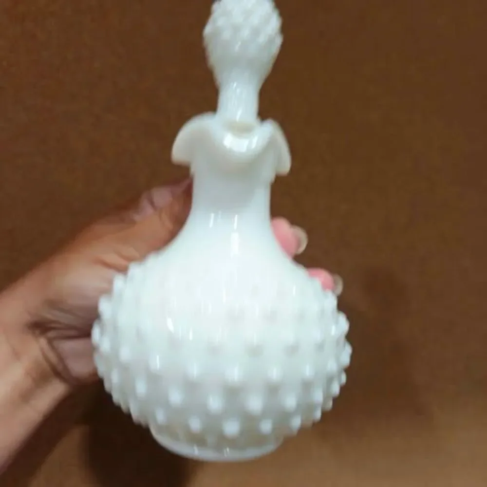 Vintage Avon Milk Glass Hobnail Cruet Bottle with Stopper